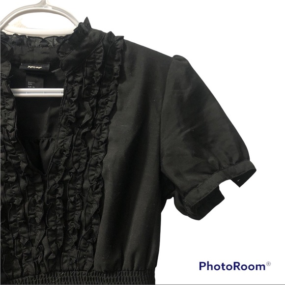 (190) Gothic Victorian Black Puff Sleeve Dress - Picture 4 of 11